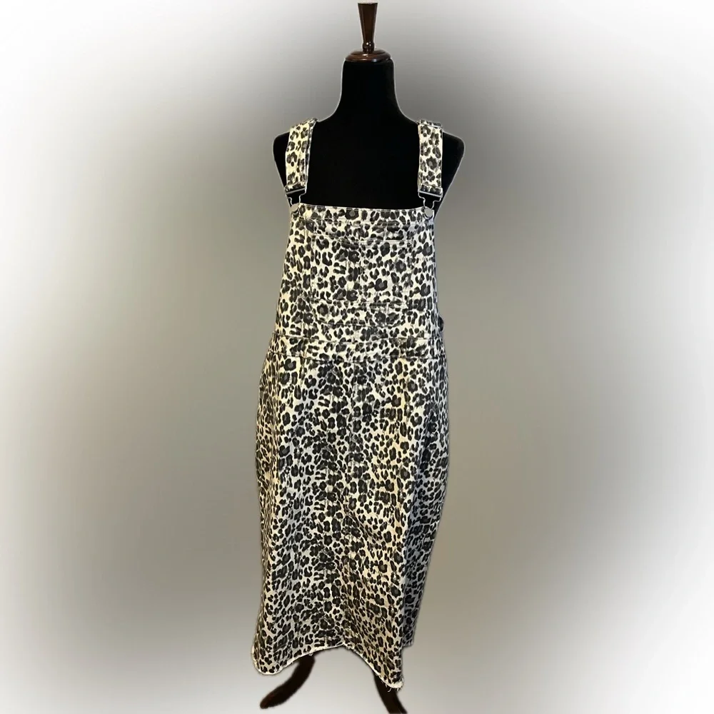 Nuggles Denim Leopard Print Overall Dress size XXL - Picture 4 of 16